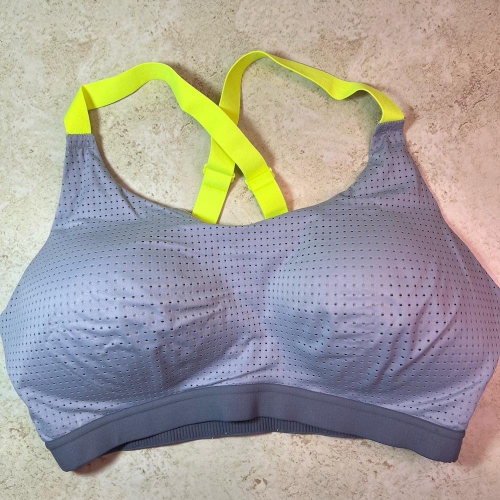 Victoria Secret Sport VSX Gray Lightweight Mesh Sports Bra Women's Size 34DD EUC